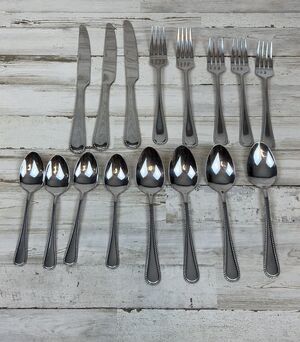 Pfaltzgraff AMERICAN BEAD Everyday 18/0 Flatware 16 Pc Knife, Fork, Spoons